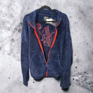 RAW GEAR UNISEX Navy Fleece Jacket-Embroidered-patch On Sleeve Large New W Tags